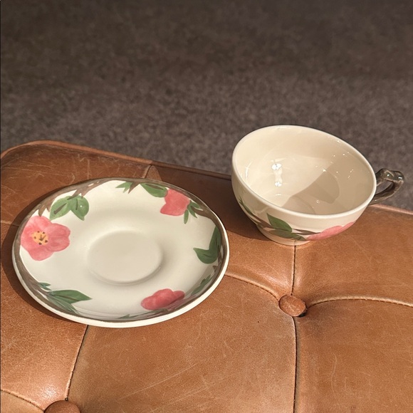 Franciscan Desert Rose Teacup & Saucer Set Pink & Green Cottage Core set6 - Picture 2 of 6